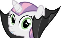 Size: 2833x1788 | Tagged: safe, artist:doctor-derpy, sweetie belle, vampire, g4, bust, fangs, female, nightmare night, simple background, solo, stare, sweetie belle's stare, transparent background, vector