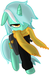 Size: 1933x2994 | Tagged: safe, artist:doctor-derpy, artist:paradoxbroken, lyra heartstrings, fanfic:background pony, g4, clothes, dig the swell hoodie, female, hoodie, lidded eyes, messy mane, scarf, simple background, solo, transparent background, vector
