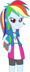 Size: 3547x8347 | Tagged: safe, artist:mit-boy, rainbow dash, equestria girls, g4, absurd resolution, female, frown, hand on hip, looking at you, simple background, solo, svg, transparent background, vector
