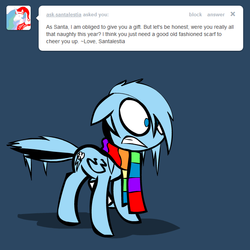 Size: 660x660 | Tagged: safe, artist:lazy, rainbow dash, ask dashed rainbow, g4, artifact, ask, clothes, female, scarf, solo, tumblr