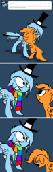 Size: 500x1603 | Tagged: safe, artist:lazy, rainbow dash, scootaloo, ask dashed rainbow, g4, artifact, ask, clothes, comic, hat, hug, scarf, top hat, tumblr