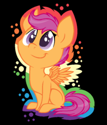 Size: 600x700 | Tagged: safe, artist:pyrolikestacos, scootaloo, g4, black background, cute, cutealoo, female, happy, simple background, smiling, solo