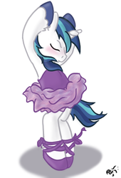 Size: 362x533 | Tagged: safe, artist:ransurround, shining armor, pony, g4, ballet, bipedal, blushing, clothes, crossdressing, dancing, dress, eyes closed, simple background, smiling, tutu, white background