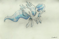 Size: 1962x1292 | Tagged: safe, artist:the-sparkly-pony, oc, oc only, eyes closed, solo, traditional art