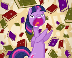 Size: 3000x2400 | Tagged: safe, artist:smilingm00n, twilight sparkle, alicorn, pony, g4, book, female, high res, mare, solo, that pony sure does love books, twilight sparkle (alicorn)