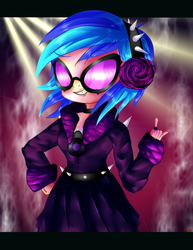 Size: 588x760 | Tagged: safe, artist:syico, dj pon-3, vinyl scratch, human, g4, clothes, dress, female, humanized, solo