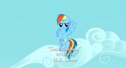 Size: 1099x597 | Tagged: safe, screencap, rainbow dash, g4, sonic rainboom (episode), female, flying, m.a. larson, solo