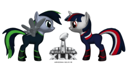 Size: 1500x844 | Tagged: safe, pegasus, pony, unicorn, ponylumen, american football, female, horn, mare, new england, new england patriots, nfl, ponified, seaddle, seattle, seattle seahawks, simple background, spread wings, super bowl, super bowl xlix, transparent background, wings