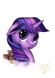 Size: 3567x4984 | Tagged: safe, artist:zilvart, twilight sparkle, g4, absurd resolution, book, female, portrait, solo