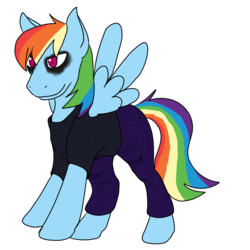 Size: 1000x1000 | Tagged: safe, artist:agenderedking, rainbow dash, g4, clothes, dethklok, mascara, metalocalypse, nathan explosion, t-shirt