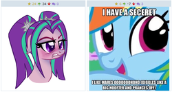 Size: 513x274 | Tagged: safe, aria blaze, rainbow dash, derpibooru, g4, exploitable meme, female, juxtaposition, juxtaposition win, lesbian, meme, meta