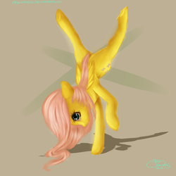 Size: 1500x1500 | Tagged: safe, artist:anuhanele, fluttershy, g4, female, handstand, solo