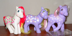 Size: 700x351 | Tagged: safe, artist:sphinx47, love melody, merriweather (g1), sugarberry, g1, irl, photo, toy, twice as fancy ponies