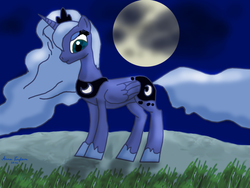 Size: 1000x750 | Tagged: safe, artist:anna-krylova, princess luna, g4, female, moon, night, solo