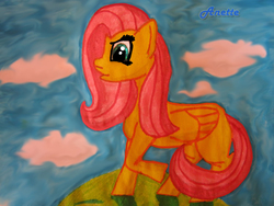 Size: 1000x750 | Tagged: safe, artist:anna-krylova, fluttershy, g4, female, solo, traditional art