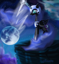 Size: 768x835 | Tagged: safe, artist:anna-krylova, nightmare moon, g4, female, magic, moon, night, solo