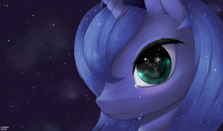 Size: 1499x879 | Tagged: safe, artist:des1597, princess luna, g4, crying, eye reflection, female, s1 luna, solo, stars