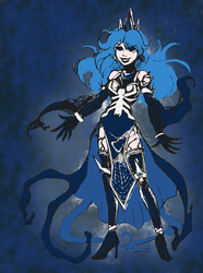 Size: 2921x3929 | Tagged: safe, artist:edcom02, artist:phn, princess luna, human, spiders and magic: rise of spider-mane, g4, boots, clothes, colored, crossover, high res, humanized, marvel, shoes, socks, symbiote, thigh boots, thigh highs, thigh socks, venom