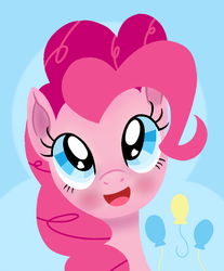 Size: 720x869 | Tagged: safe, artist:mansun, pinkie pie, earth pony, pony, g4, blushing, bust, female, front view, full face view, heart eyes, looking at you, mare, open mouth, portrait, smiling, solo, wingding eyes