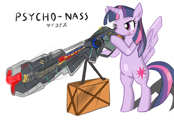 Size: 2331x1641 | Tagged: safe, artist:timorikawa, twilight sparkle, alicorn, pony, g4, female, gun, mare, psycho pass, solo, twilight sparkle (alicorn)