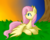 Size: 1024x819 | Tagged: safe, artist:jadekettu, fluttershy, butterfly, g4, butterfly on nose, female, grass, insect on nose, prone, solo