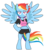 Size: 1000x1140 | Tagged: safe, artist:dbkit, rainbow dash, pegasus, anthro, unguligrade anthro, g4, bandaid, clothes, hand on hip, midriff, shorts, simple background, solo, spread wings, tank top, transparent background, wings