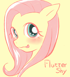 Size: 900x1000 | Tagged: safe, artist:mame_o3, fluttershy, g4, female, pixiv, solo, tongue out
