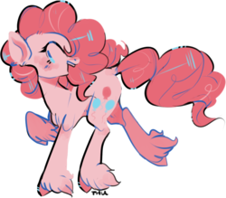 Size: 754x659 | Tagged: safe, artist:uraniumkiss, pinkie pie, earth pony, pony, g4, chest fluff, cute, diapinkes, dock, female, mare, open mouth, profile, simple background, solo, transparent background, unshorn fetlocks