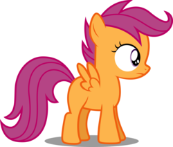 Size: 5000x4235 | Tagged: safe, artist:dashiesparkle, scootaloo, pegasus, pony, g4, sleepless in ponyville, absurd resolution, blank flank, female, filly, foal, side view, simple background, solo, spread wings, transparent background, unsure, vector, wings