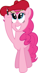 Size: 5000x9373 | Tagged: safe, artist:plsim, pinkie pie, g4, absurd resolution, beret, female, fourth wall, simple background, solo, transparent background, vector