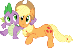 Size: 9052x6000 | Tagged: safe, artist:plsim, applejack, spike, g4, absurd resolution, female, male, ship:applespike, shipping, simple background, straight, transparent background, vector