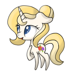 Size: 894x894 | Tagged: safe, artist:chocolate-opals, oc, oc only, oc:ambrosia, pony, unicorn, chibi, cute, female, heart eyes, magical lesbian spawn, mare, offspring, parent:applejack, parent:rarity, parents:rarijack, wingding eyes