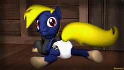 Size: 1280x720 | Tagged: safe, artist:ponies47, oc, oc:navy numbers, 3d, clothes, diaper, non-baby in diaper, solo, source filmmaker, sweater
