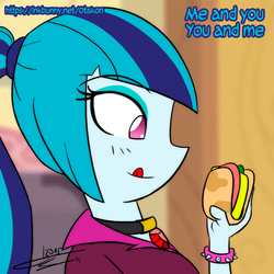 Size: 1000x1000 | Tagged: safe, artist:otakon, sonata dusk, equestria girls, g4, my little pony equestria girls: rainbow rocks, female, solo, sonataco, taco, that girl sure loves tacos, that siren sure does love tacos