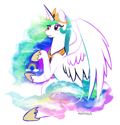 Size: 763x791 | Tagged: safe, artist:christmaslolly, princess celestia, g4, female, rainbow, solo