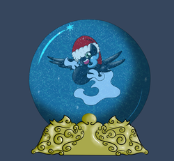 Size: 1280x1184 | Tagged: safe, artist:alazak, princess luna, sea pony, g4, christmas, female, hat, santa hat, snow globe, solo, species swap