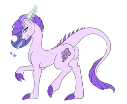 Size: 986x810 | Tagged: safe, artist:manestreamstudios, oc, oc only, oc:crystal clarity, dracony, dragon, hybrid, butt, fire, fire breath, glowing horn, heart, horn, interspecies offspring, looking at you, looking back, magic, offspring, parent:rarity, parent:spike, parents:sparity, plot, raised hoof, raised leg, simple background, smiling, solo, transparent background, vector