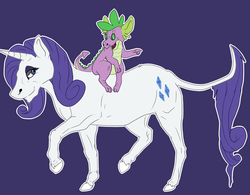 Size: 800x623 | Tagged: safe, artist:mellise, rarity, spike, dragon, pony, g4, dragons riding ponies, riding, spike riding rarity