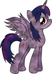 Size: 747x1069 | Tagged: safe, artist:ricepoison, twilight sparkle, alicorn, pony, g4, corrupted, female, mare, messy mane, solo, spread wings, twilight sparkle (alicorn)