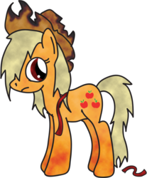 Size: 814x981 | Tagged: safe, artist:ricepoison, applejack, g4, corrupted, female, frown, loose hair, messy mane, ribbon, solo