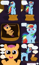 Size: 1200x2000 | Tagged: safe, artist:gorodetsky, bon bon, lyra heartstrings, rainbow dash, scootaloo, sweetie drops, g4, baby, bag, comic