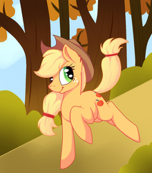 Size: 900x1024 | Tagged: safe, artist:sellyluvsart, applejack, g4, female, solo, tree