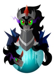 Size: 400x553 | Tagged: safe, artist:ii-art, king sombra, pony, umbrum, unicorn, g4, horn, lineless, looking at you, male, simple background, smiling, solo, stallion, transparent background