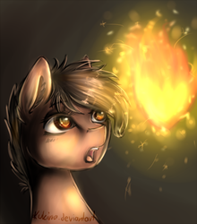 Size: 1024x1165 | Tagged: safe, artist:kukirra, oc, oc only, pony, bust, fire, solo