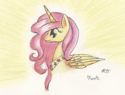 Size: 600x454 | Tagged: safe, artist:monte44, fluttershy, alicorn, pony, g4, fluttercorn, fluttershyfriday, portrait, race swap