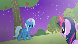 Size: 1024x576 | Tagged: safe, artist:byteslice, artist:katequantum, trixie, twilight sparkle, pony, unicorn, g4, duo, female, mare