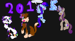 Size: 5544x2992 | Tagged: safe, artist:rainbow-cat97, oc, oc only, cat, pegasus, pony, unicorn, 2015, absurd resolution, happy new year, non-mlp oc