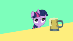 Size: 480x270 | Tagged: safe, rainbow dash, twilight sparkle, g4, animated, cider, dropkick, dynamic entry, everything is ruined, female, kick, revenge, spill