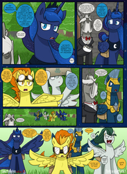 Size: 1584x2160 | Tagged: safe, artist:dracojayproduct, princess luna, spitfire, oc, oc:pierson, oc:reginald whitmane, oc:willow, pony, comic:lunar isolation, g4, comic