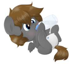 Size: 979x816 | Tagged: safe, artist:tilly-towell, oc, oc only, oc:zeus, pegasus, pony, baby, bottle, bottle feeding, colt, cute, diaper, drinking, eating, foal, male, milk, newborn